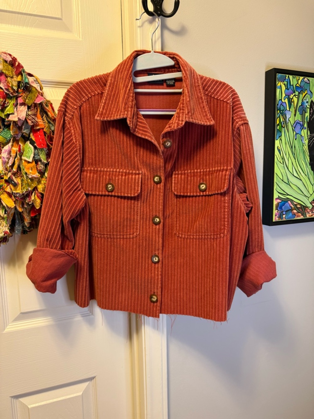 Liz Claiborne Rust Corduroy Button-Front Jacket